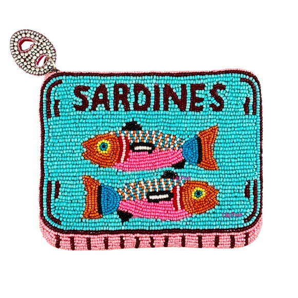 Lily Posh Beaded Sardine Bag, Sardines in Tin Can Coin Pouch, Fish - Picture 1 of 2